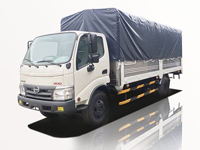 Xe tải Hino Dutro 300 5 tấn thùng bạt, nâng hông, trả góp 80%